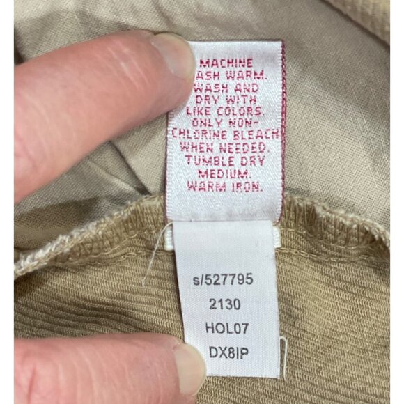 OLD NAVY Wide Leg Twill Trousers Women's 10 Regular Tan Low-Rise Button Pockets - Picture 14 of 16